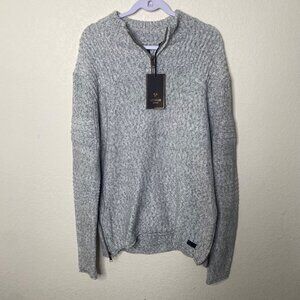 Outpost Makers Ribbed Knit Sweater Mens L Gray Cotton Blend Career Casual NWT